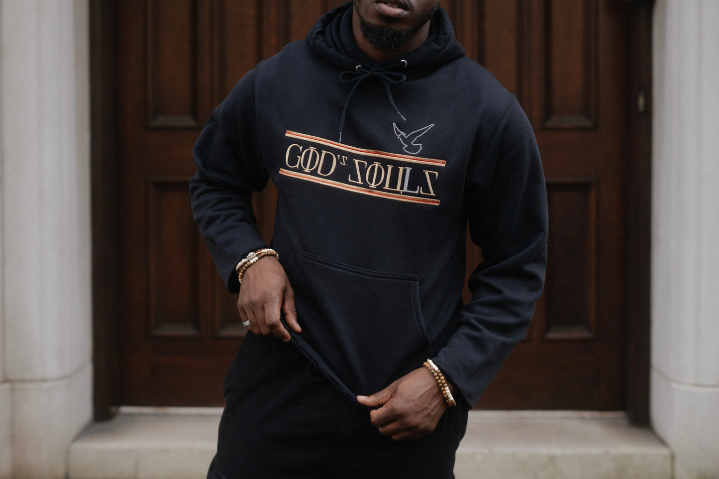 GOD'S SOULS Distress Logo Hooded Sweatshirt God’s Souls