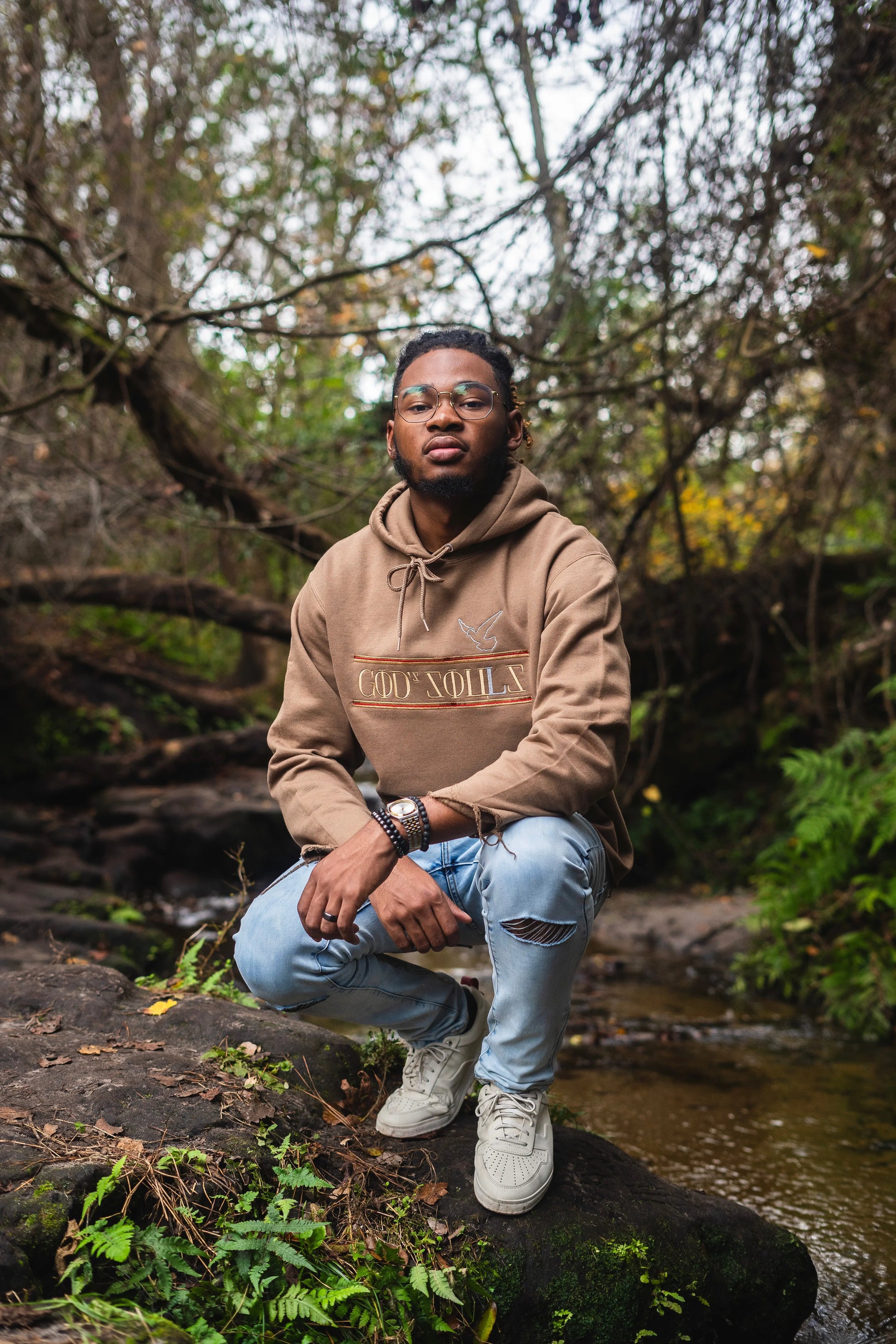 GOD'S SOULS Distress Logo Hooded Sweatshirt God’s Souls